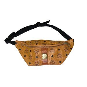 MCM Visetos Cognac Leather Fanny Pack Belt Bag Made in Korea